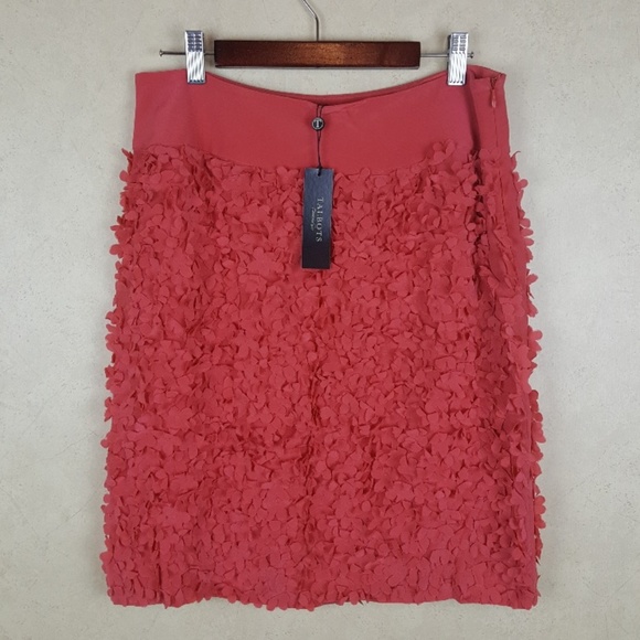 Talbots 100% Silk Coral Petal Pencil Skirt, Sz 6P - Picture 1 of 6